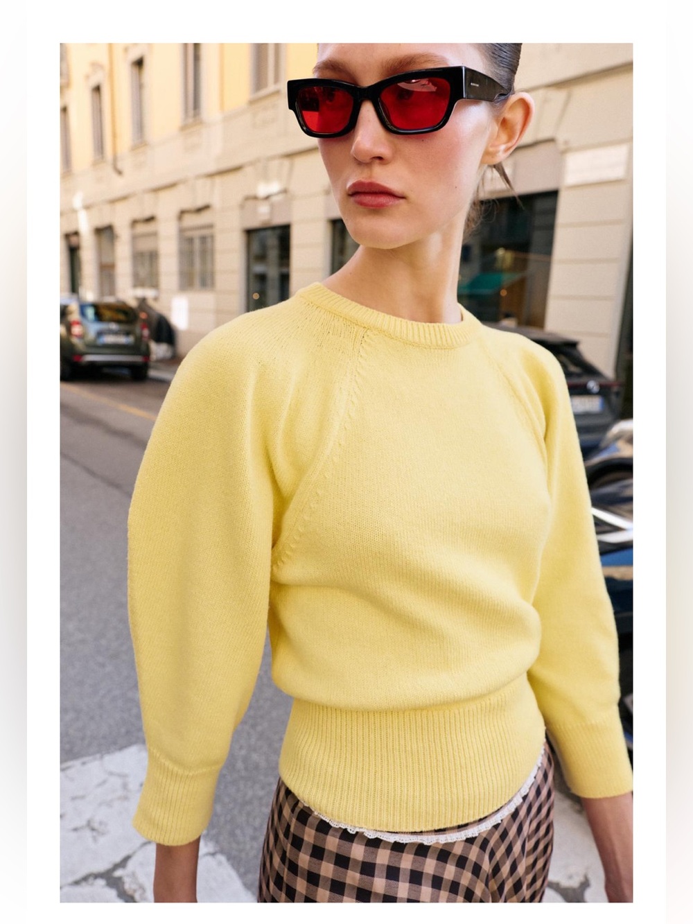 Zara Yellow Women's Crewneck Sweater